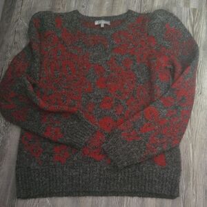 Wit & Wisdom Red Floral on Gray Sweater
